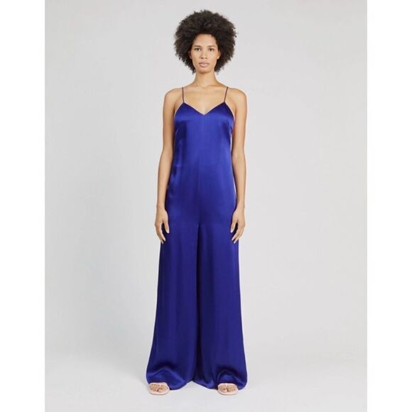 Rosetta Getty Camisole Wide Leg Jumpsuit Blue  Size 0 - Picture 4 of 13